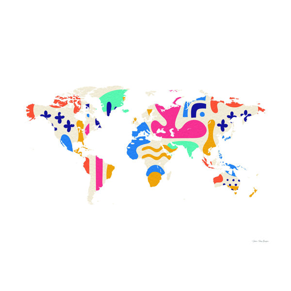 Williston Abstract Colorful World Map Wrapped Canvas Print